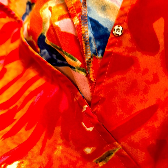 Unbranded SZM NWOT pink/orange multicolored wrap romper w/vanity snap bust 38” - Picture 8 of 8